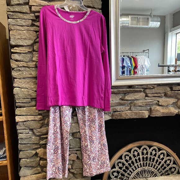 Lands' End Women's Knit Cotton Long Sleeve PJ's, NWT - Picture 1 of 4